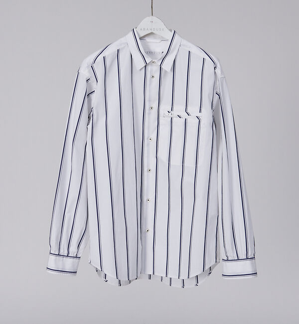 ABAHOUSE「ロンドンストライプ ZIPポケット シャツ」|シャツ・ブラウス|ホワイト