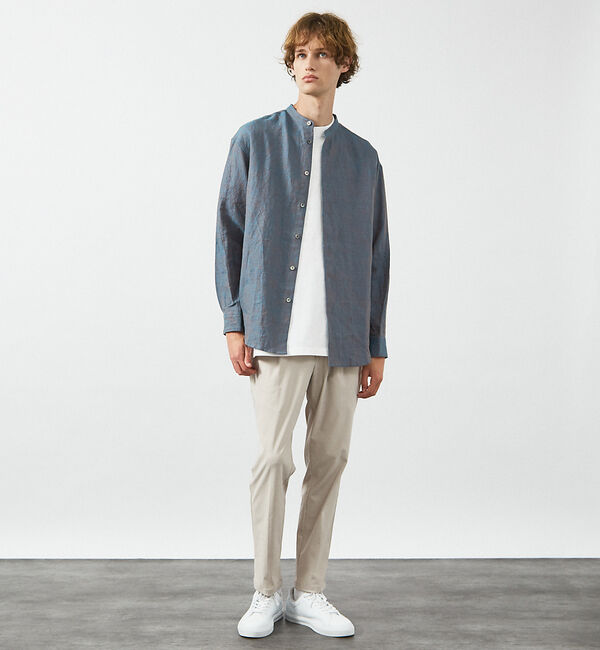 ABAHOUSE「【LUXE Linen Solaro】バンドカラー リネンシャツ」|シャツ・ブラウス|