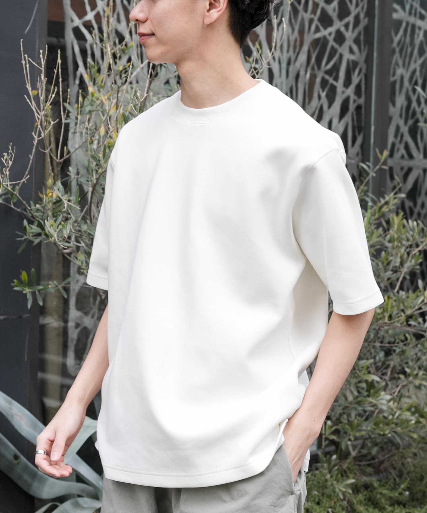 URBAN RESEARCH DOORS「FORK&SPOON　ストレッチダンボールショートスリーブTシャツ」|Tシャツ・カットソー|オフホワイト