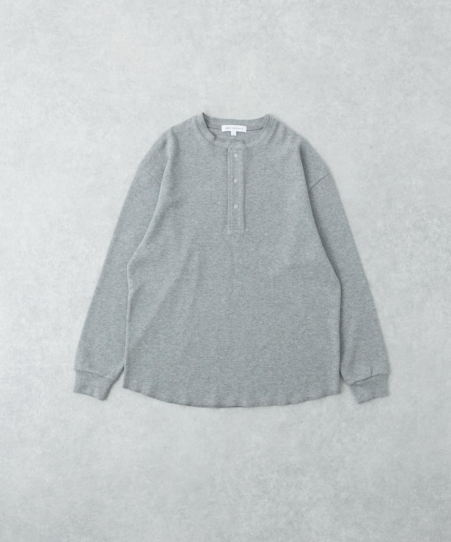 URBAN RESEARCH「『UR TECH』度詰めワッフルヘンリーロングスリーブ」|Tシャツ・カットソー|ライトグレー