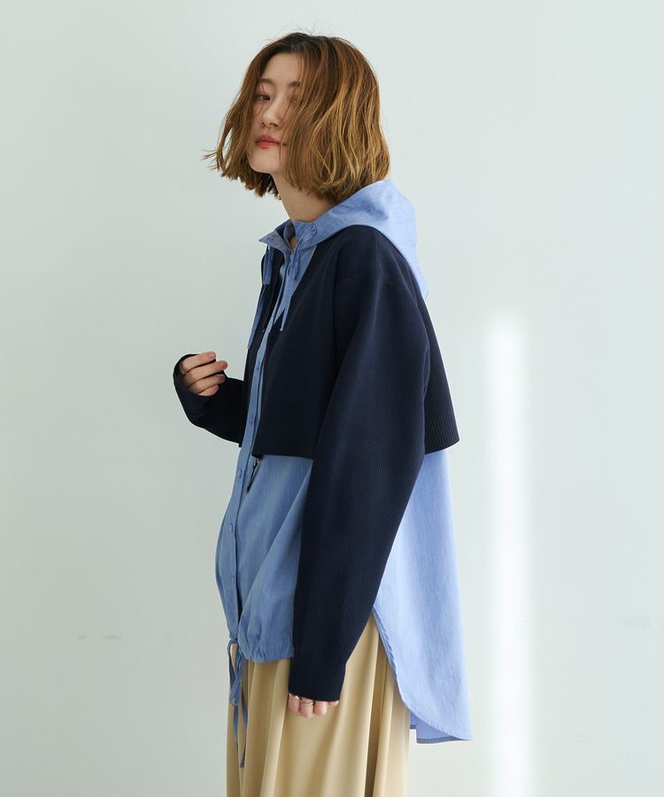 Editt by YECCA VECCA「ZIPニットレイヤードフーディーシャツ」|シャツ・ブラウス|