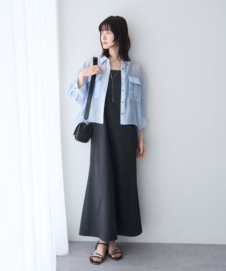 YECCA VECCA「【2点SET】ミリタリーシアーシャツセットキャミワンピース」|ワンピース|Charcoal Gray