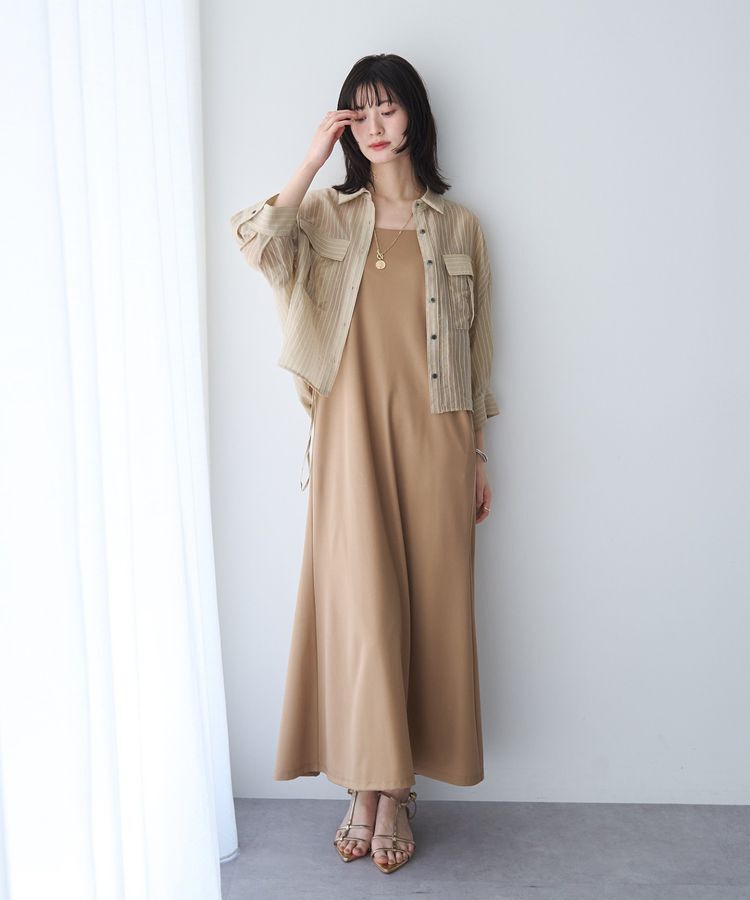 YECCA VECCA「【2点SET】ミリタリーシアーシャツセットキャミワンピース」|ワンピース|Beige