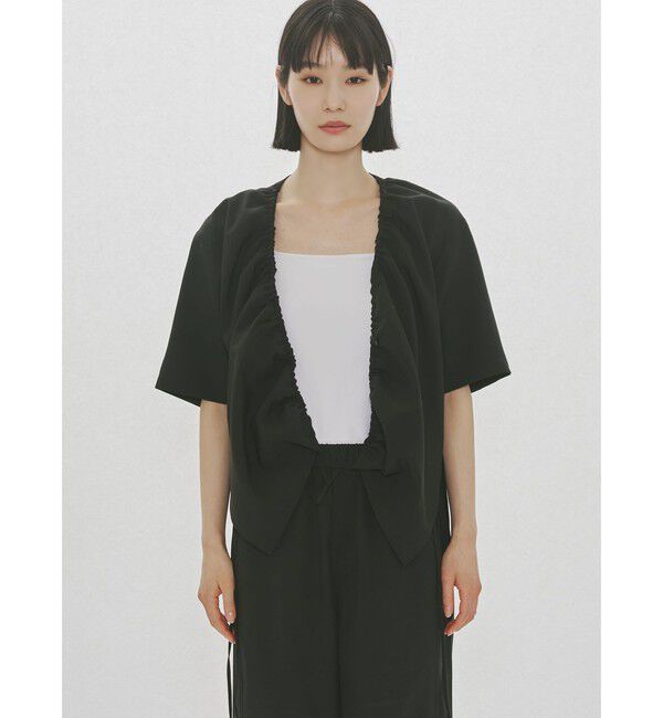 MIDIUMISOLID「MIDIUMISOLID for Ladies ノーカラードローストリングシャツ」|シャツ・ブラウス|