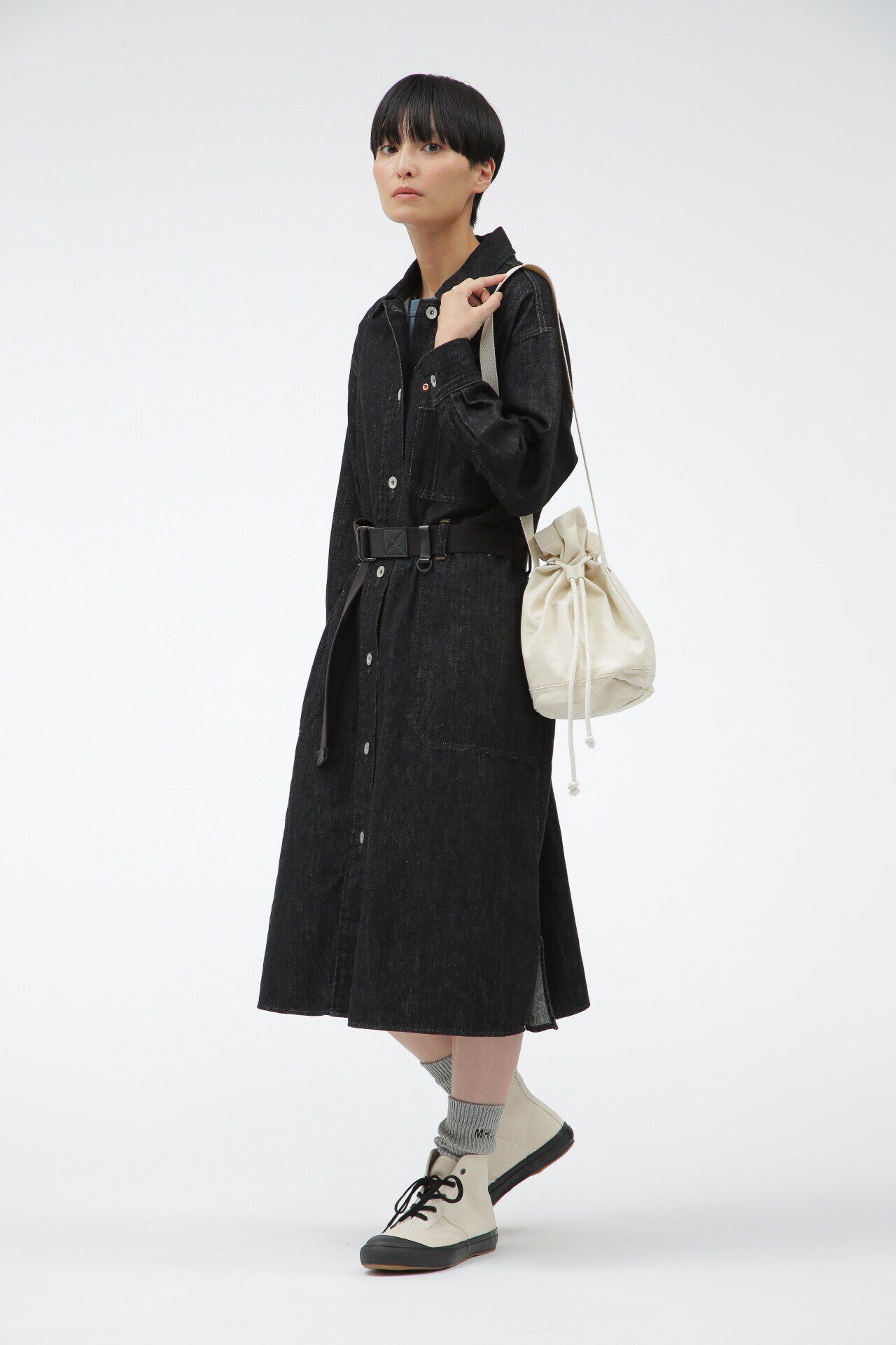 MHL.「CANTON LIGHT DENIM BLACK」|ワンピース|