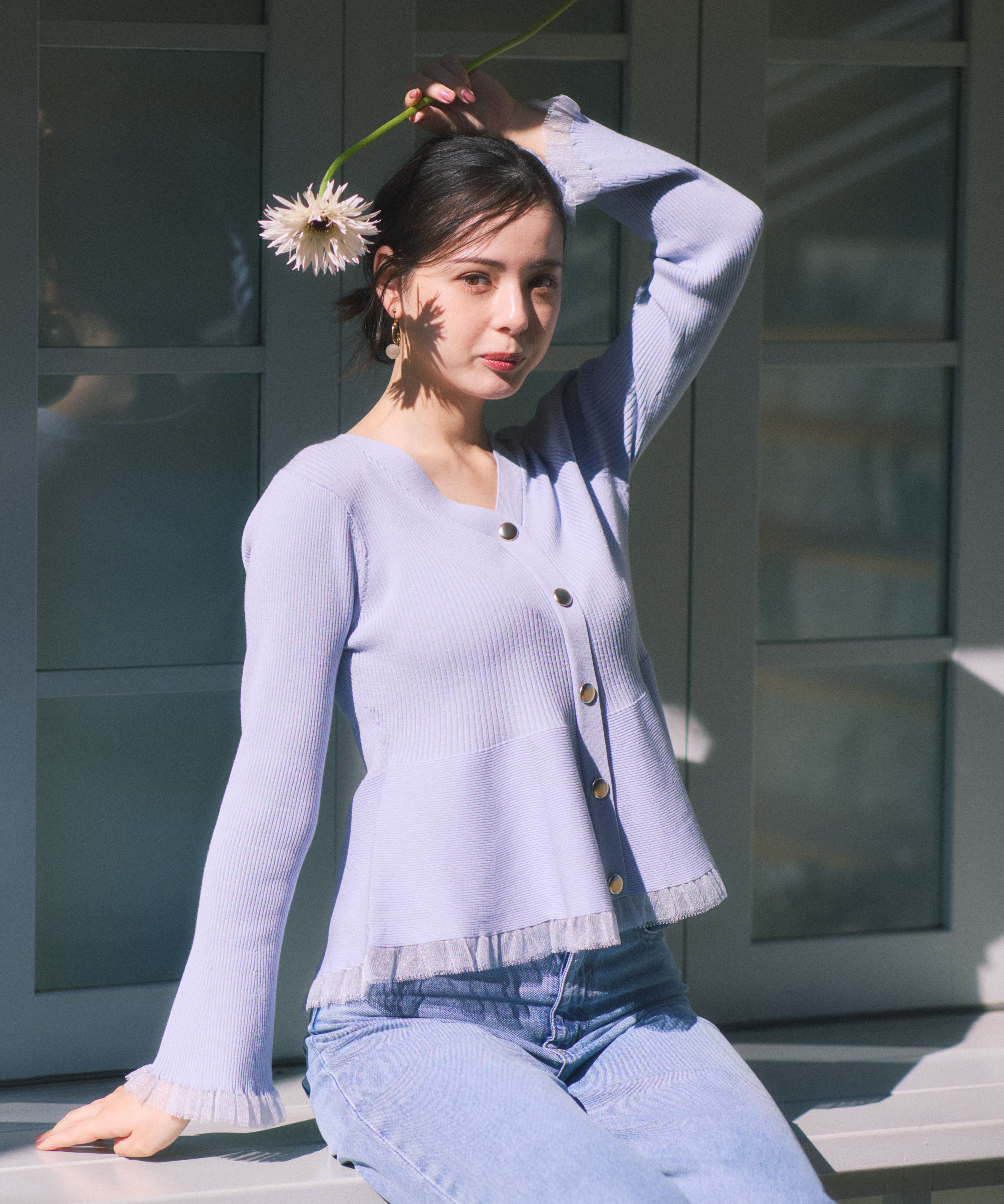 PROPORTION BODY DRESSING「シアー切替ペプラムニット　26SS」|ニット・セーター|