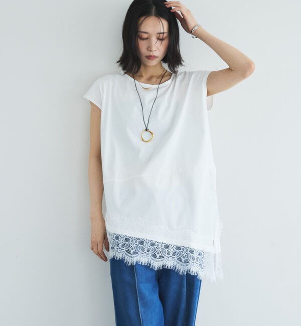Doux archives「【イージーケア／接触冷感】イレヘムレースフレンチＴＯＰＳ」|タンクトップ|