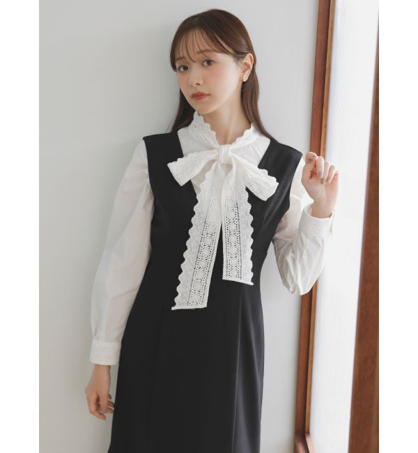dazzlin「【森香澄コラボ】ディープネックレイヤードワンピース」|ワンピース|
