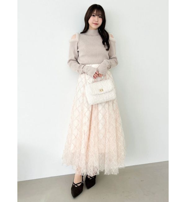 dazzlin「【再生産分】スパンコールチュールチェックスカート」|スカート|