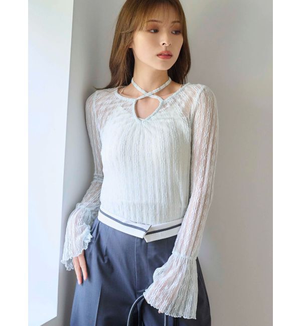 MERCURYDUO「ストレッチレースカットソー」|Tシャツ・カットソー|アイスブルー