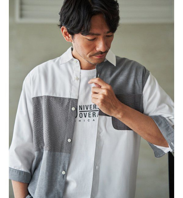 ikka「7分袖冷感ブロックスシャツ」|シャツ・ブラウス|