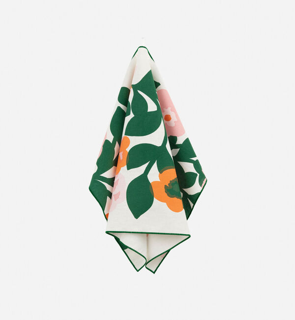 Marimekko「Green Green ティータオル 47&times;70cm」|その他|グリーン&times;オレンジ