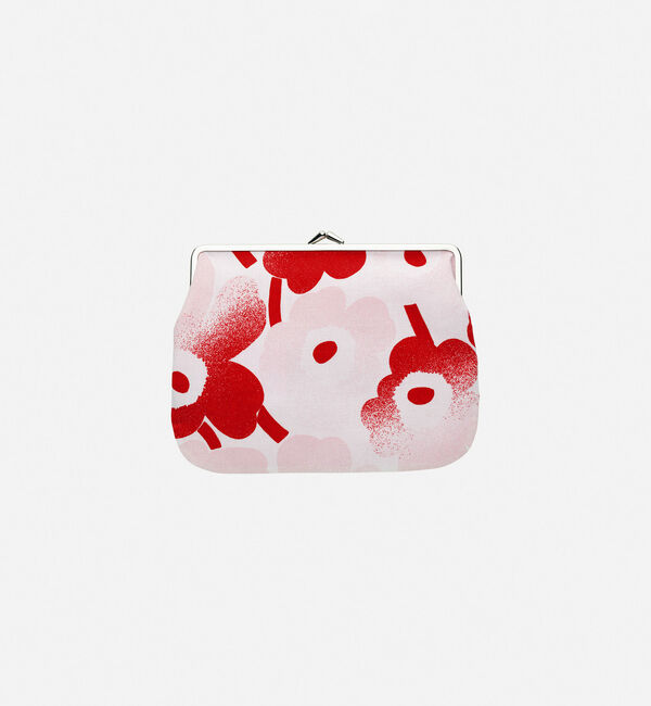 Marimekko「Mini Unikko Haivahdys Puolikas Kukkaro がま口ポーチ」|ポーチ|ライトピンク&times;レッド