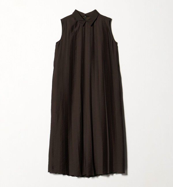 UNITED ARROWS green label relaxing「エリツキ プリーツ ノースリーブ ワンピース」|ワンピース|DK.BROWN