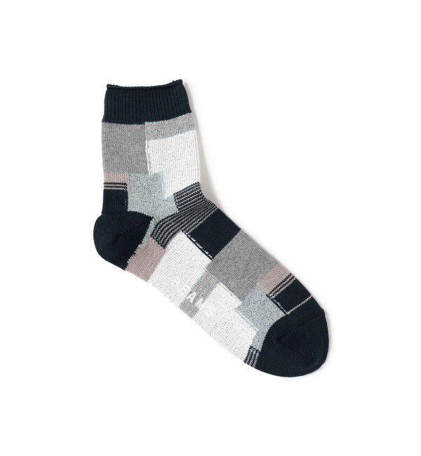 BEAMS「パッチワーク クォーター ソックス」|ソックス|NAVY