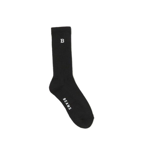 BEAMS「Bロゴ クルーソックス」|ソックス|BLACK