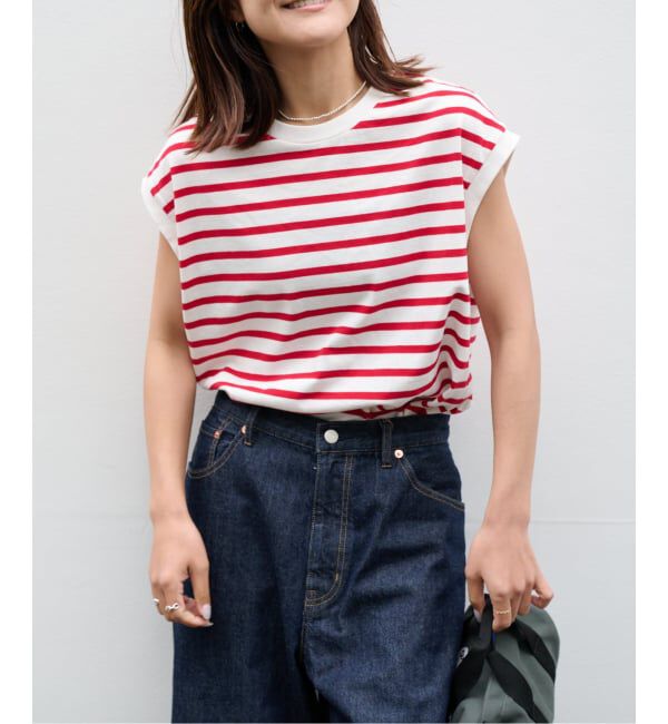 OUTDOOR PRODUCTS Usual Things「コットンボーダーワイドノースリTEE」|Tシャツ・カットソー|