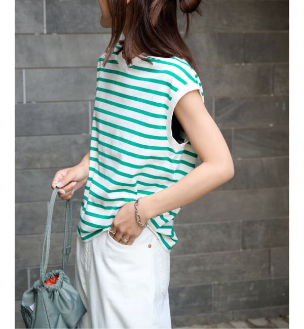 OUTDOOR PRODUCTS Usual Things「コットンボーダーワイドノースリTEE」|Tシャツ・カットソー|