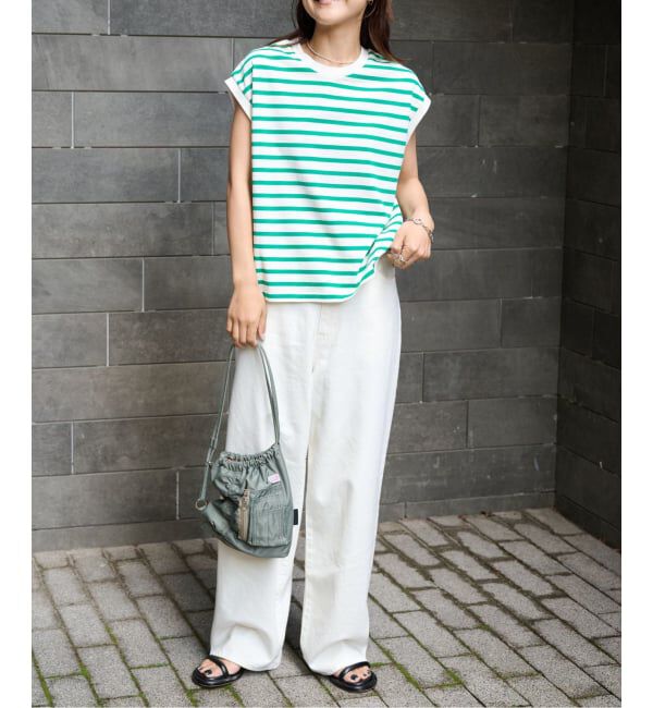 OUTDOOR PRODUCTS Usual Things「コットンボーダーワイドノースリTEE」|Tシャツ・カットソー|