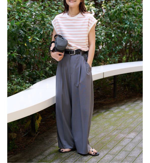 OUTDOOR PRODUCTS Usual Things「コットンボーダーワイドノースリTEE」|Tシャツ・カットソー|