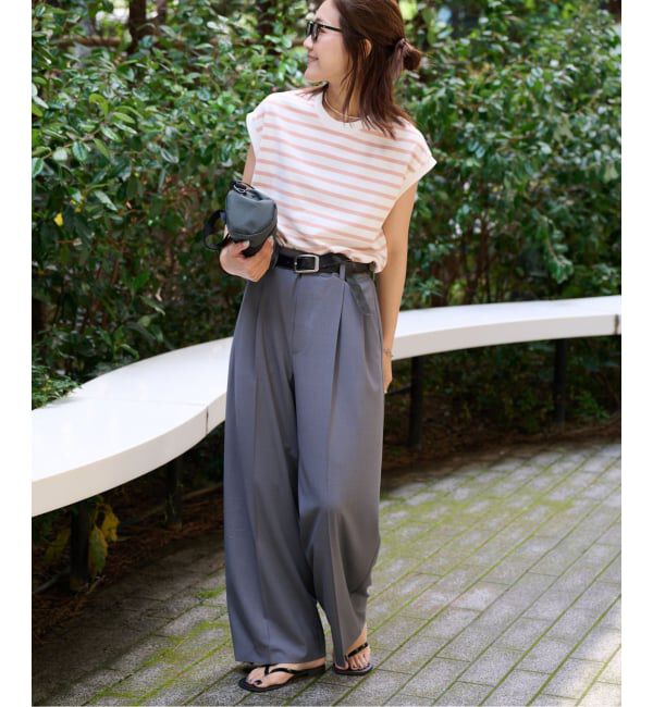 OUTDOOR PRODUCTS Usual Things「コットンボーダーワイドノースリTEE」|Tシャツ・カットソー|