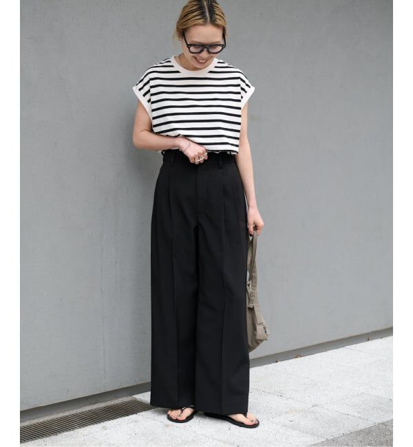 OUTDOOR PRODUCTS Usual Things「コットンボーダーワイドノースリTEE」|Tシャツ・カットソー|