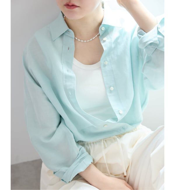 IENA「《UVカット》テレコストレッチフレンチノースリーブ」|Tシャツ・カットソー|