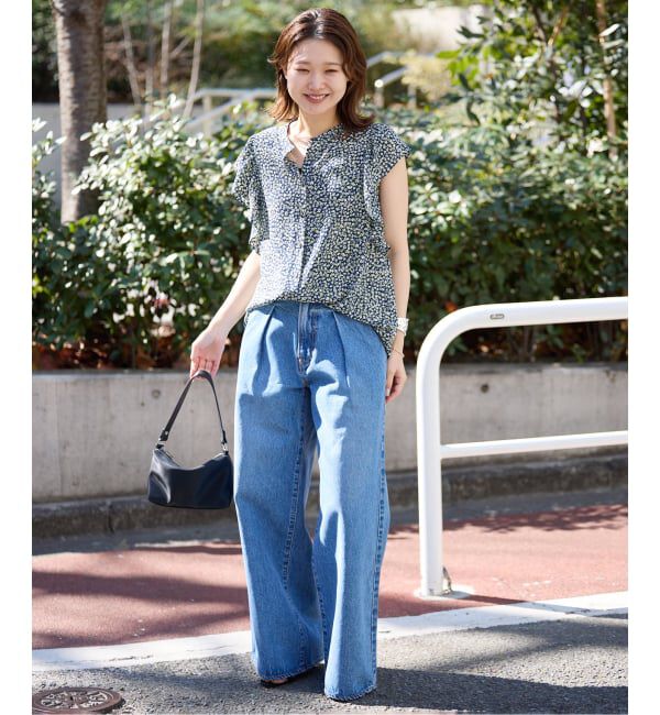 SLOBE IENA「《WEB限定/追加予約》フレンチフリルスリーブフラワーブラウス」|シャツ・ブラウス|