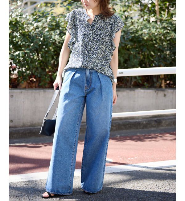 SLOBE IENA「《WEB限定/追加予約》フレンチフリルスリーブフラワーブラウス」|シャツ・ブラウス|