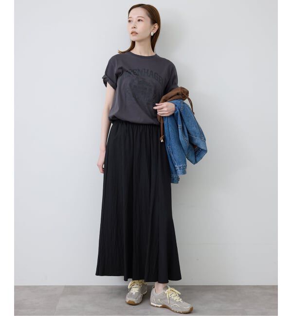 SLOBE IENA「《WEB限定/追加2予約》ナイロンワッシャー切り替えギャザースカート」|スカート|