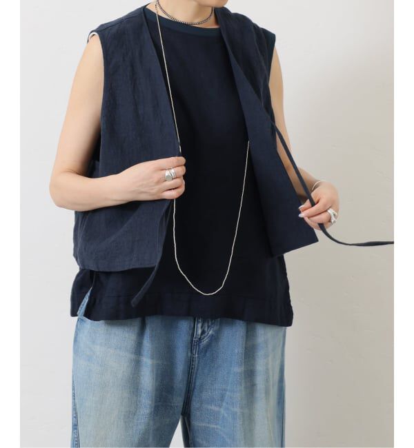 journal standard luxe「《予約》リネンキャンバス ノットベスト」|ダウンベスト・ベスト|ネイビー