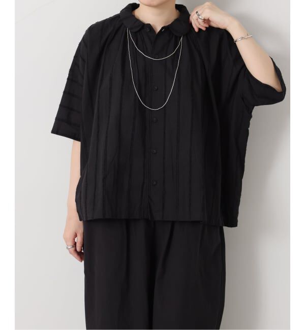 journal standard luxe「《予約》ドビーストライプ ギャザーシャツ」|シャツ・ブラウス|ブラック