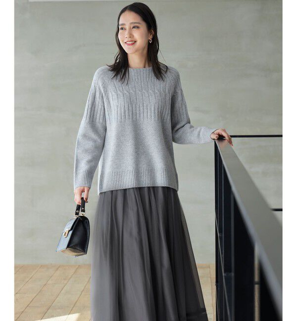 自由区「【洗える】ウールカシミヤブレンドケーブル ニット」|ニット・セーター|