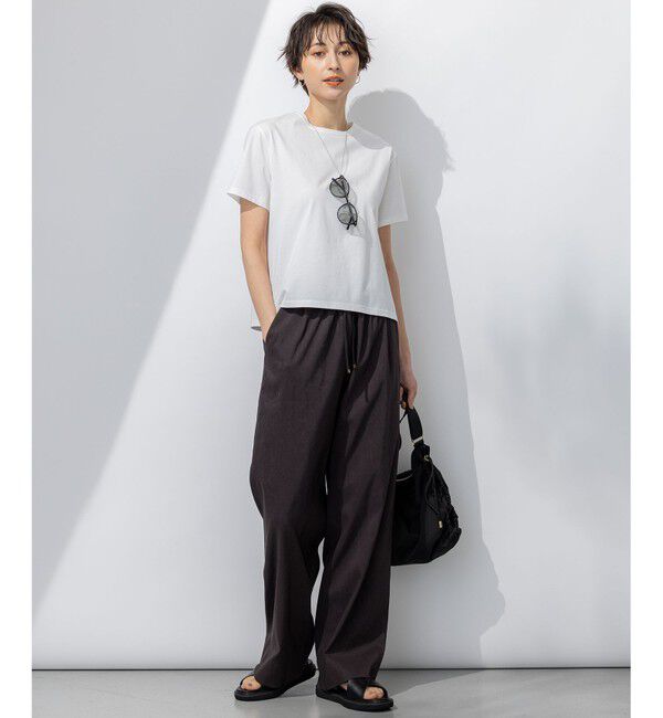 23区「【洗える】リネンレーヨンストレッチ ドロスト ワイド パンツ」|その他|