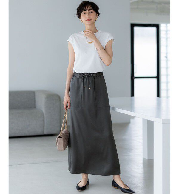 23区「【洗える】コンパクトヤーン フレンチスリーブ Tシャツ」|Tシャツ・カットソー|