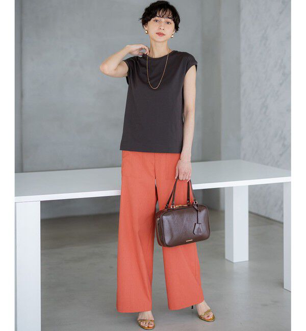 23区「【洗える】コンパクトヤーン フレンチスリーブ Tシャツ」|Tシャツ・カットソー|