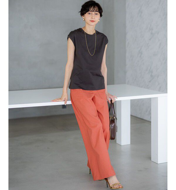23区「【洗える】コンパクトヤーン フレンチスリーブ Tシャツ」|Tシャツ・カットソー|