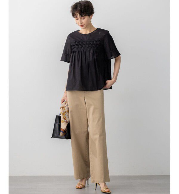 23区「【WEB&一部店舗限定】コットンローン ピンタック フレア ブラウス」|シャツ・ブラウス|