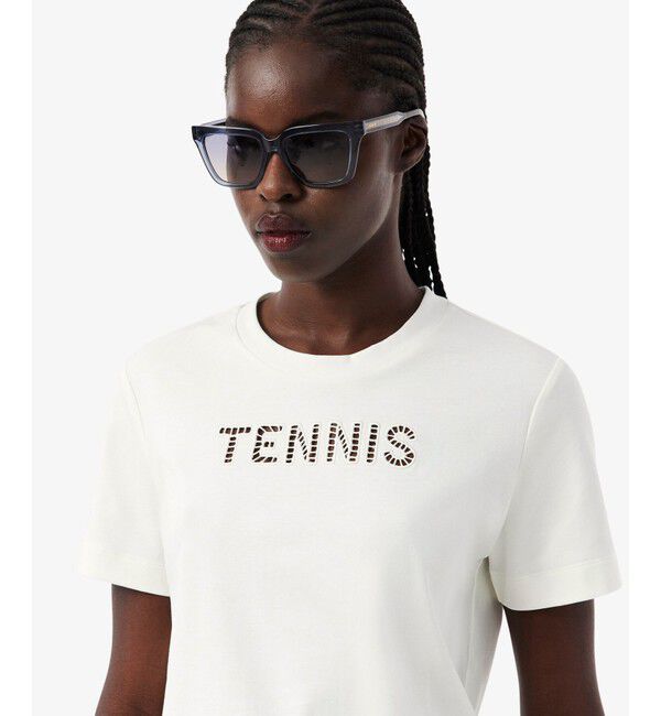 LACOSTE「カットワークテニス刺しゅうTシャツ」|Tシャツ・カットソー|