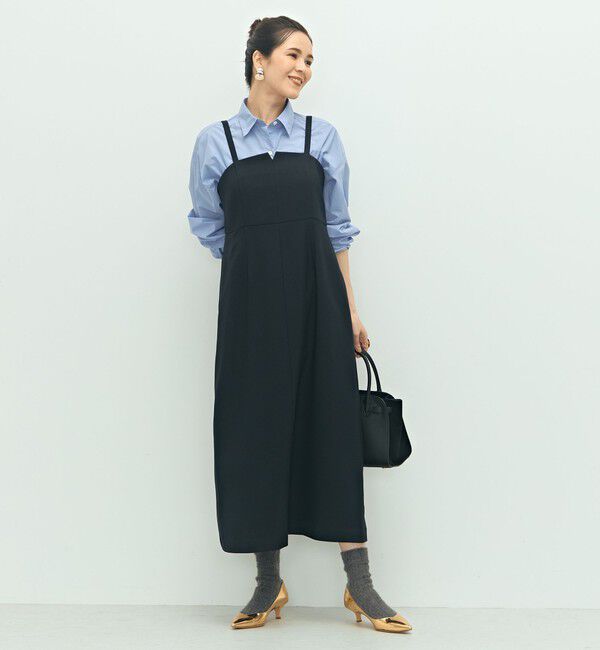 NOLLEY'S「ウォッシャブルウール調ストレッチキャミワンピース」|ワンピース|ネイビー