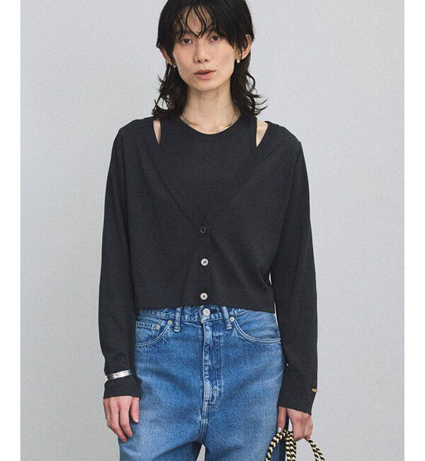 SALON adam et rope'「ハイツイストコットンVネックカーディガン」|カーディガン|
