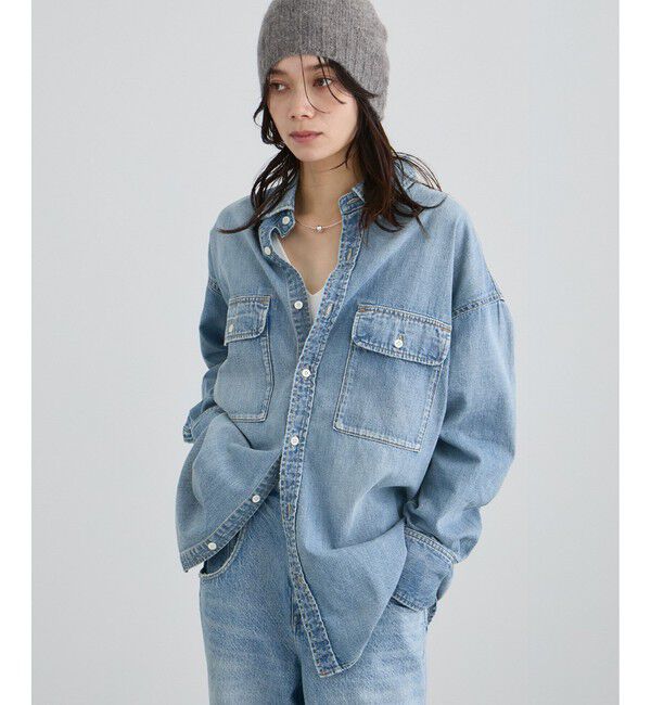 SALON adam et rope'「【RED CARD TOKYO  for SALON】DENIM BIG SHIRT」|シャツ・ブラウス|ブルー系(46)