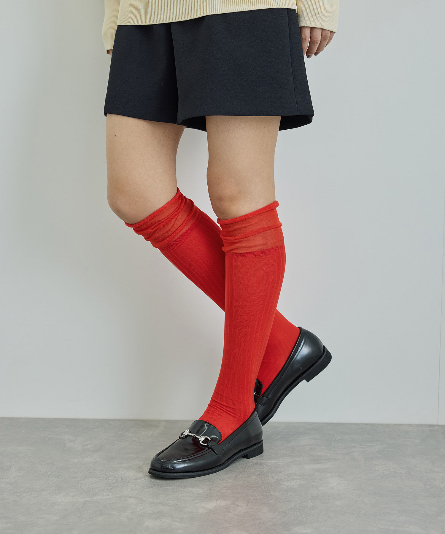 ADAM ET ROPE'「キリカエルーズニーハイソックス」|ソックス|レッド(60)
