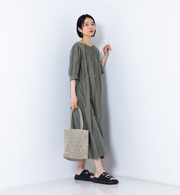 collex「コットンボイルバックスリットワンピース」|ワンピース|カーキ