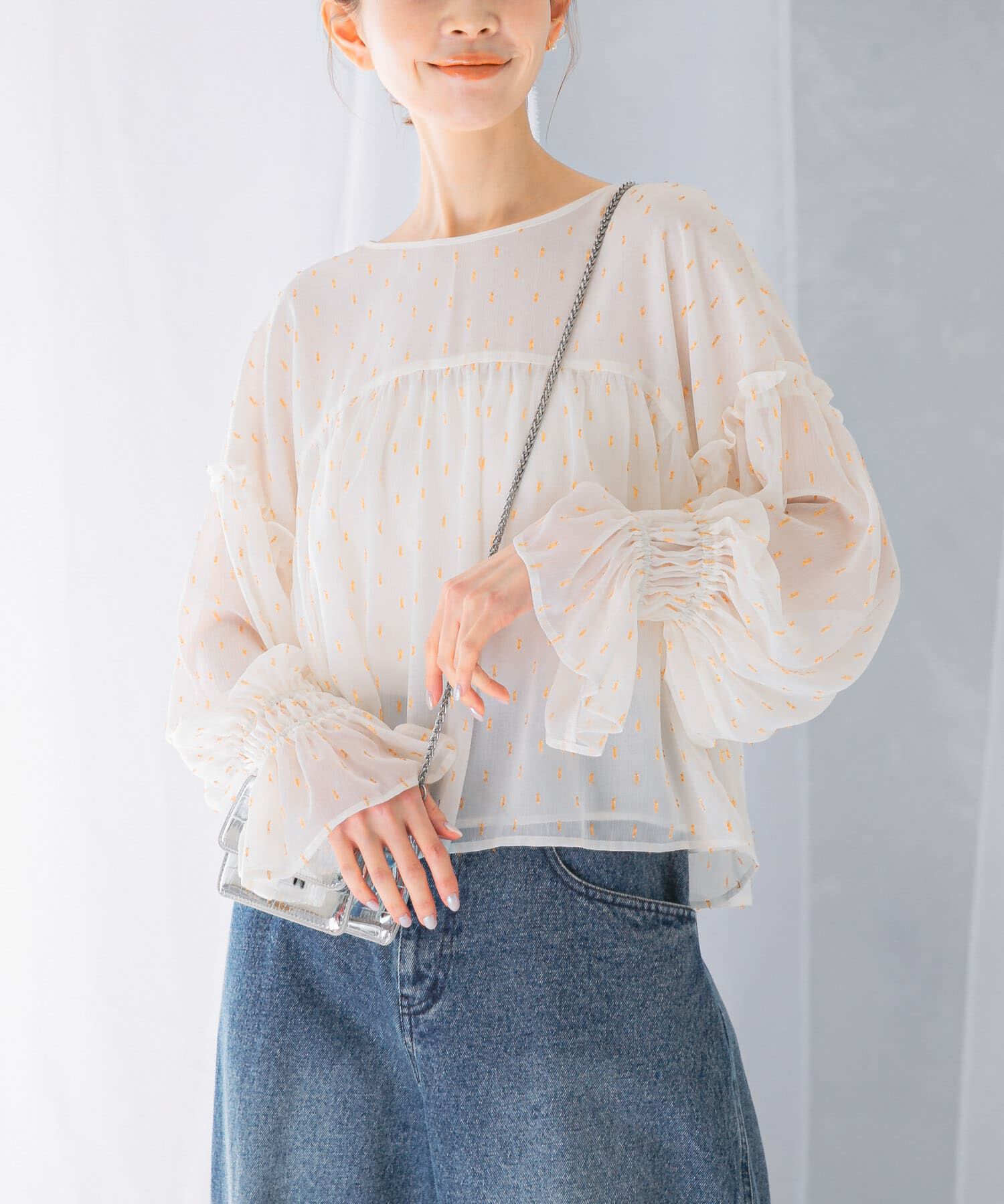 URBAN RESEARCH ROSSO「カットジャガードフリルブラウス」|シャツ・ブラウス|