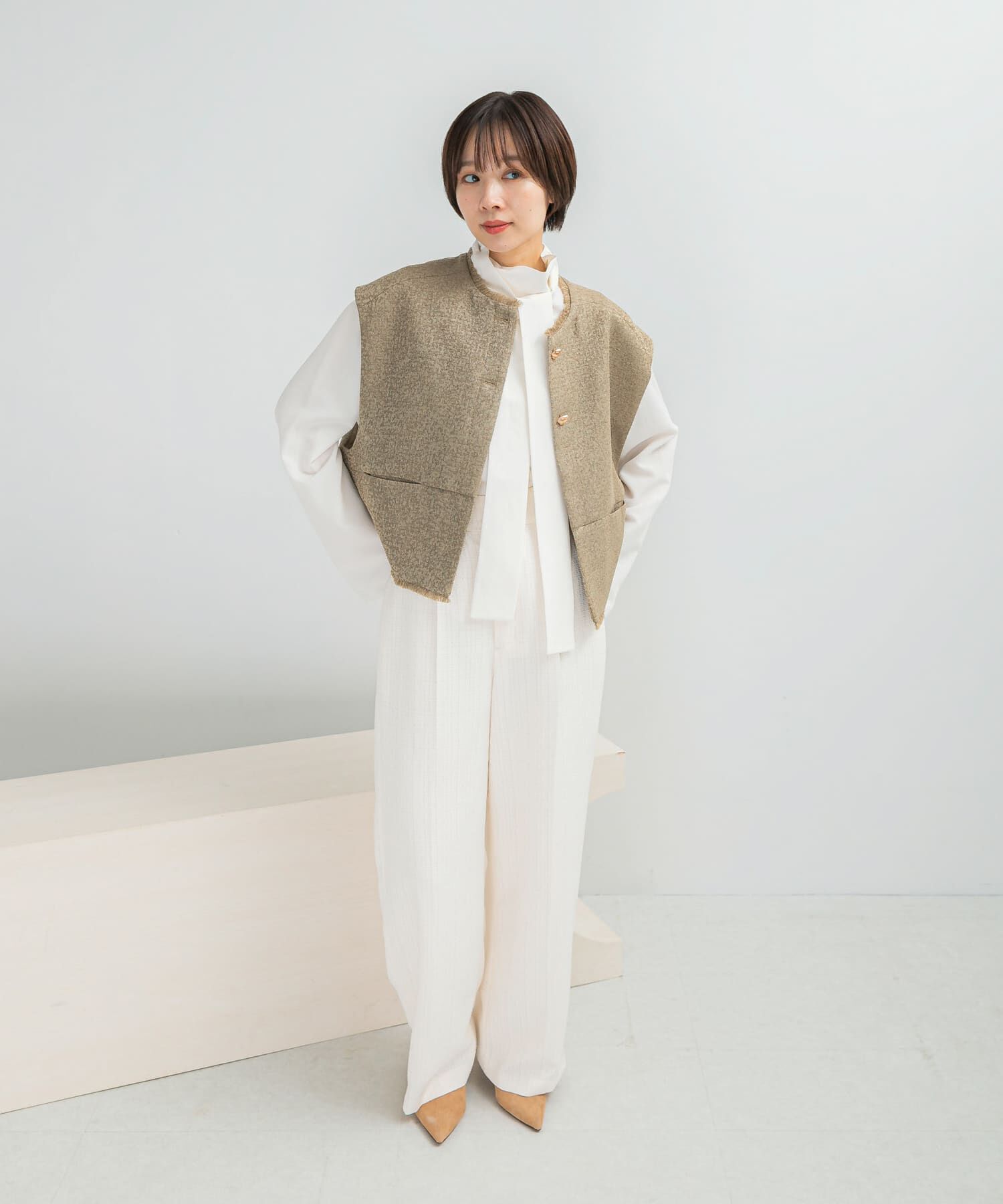 URBAN RESEARCH ROSSO「CHIGNON　ツイードショートベスト」|ベスト・ジレ|