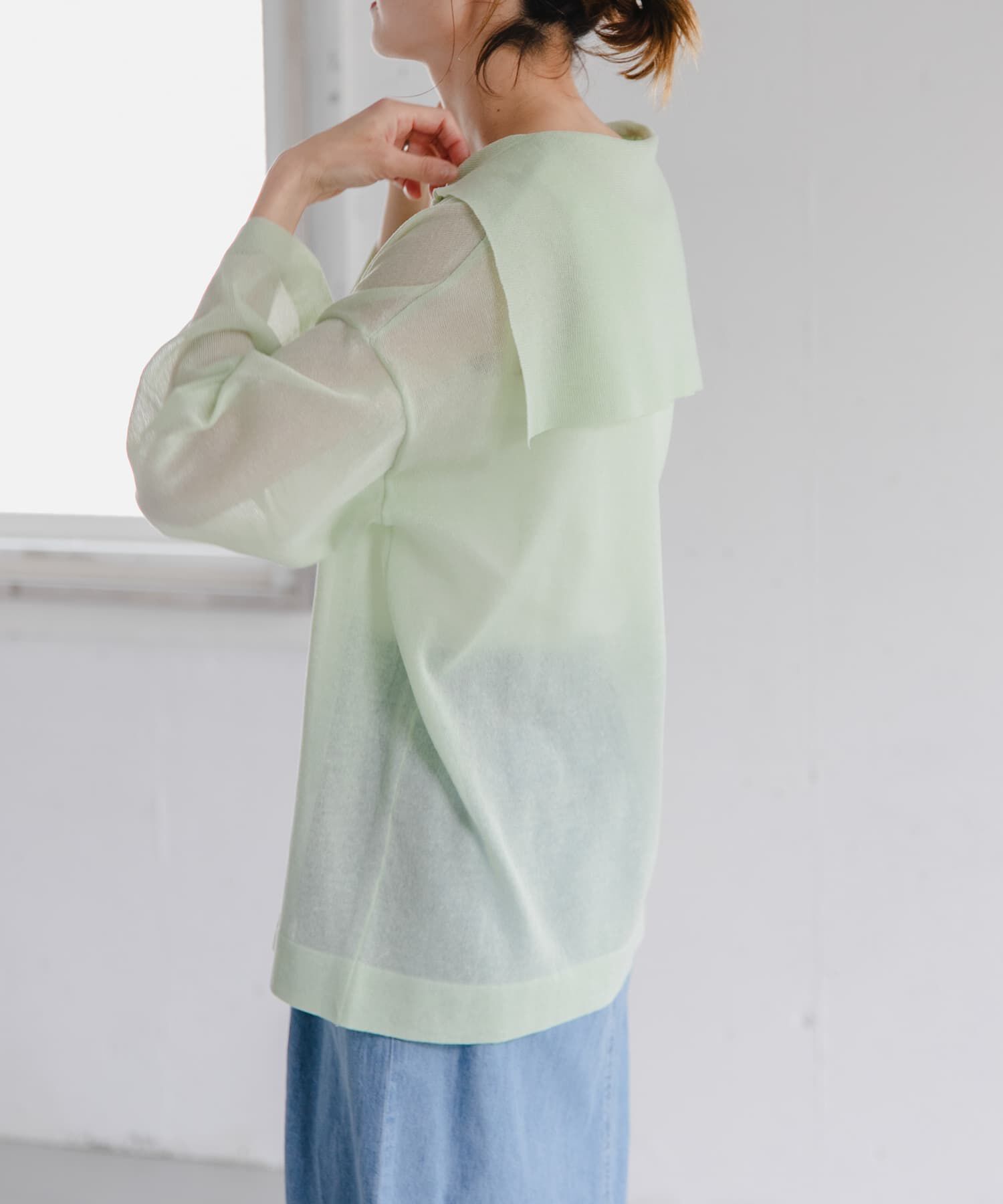 URBAN RESEARCH DOORS「FORK&SPOON　セーラーカラーシアーニットプルオーバー」|その他|