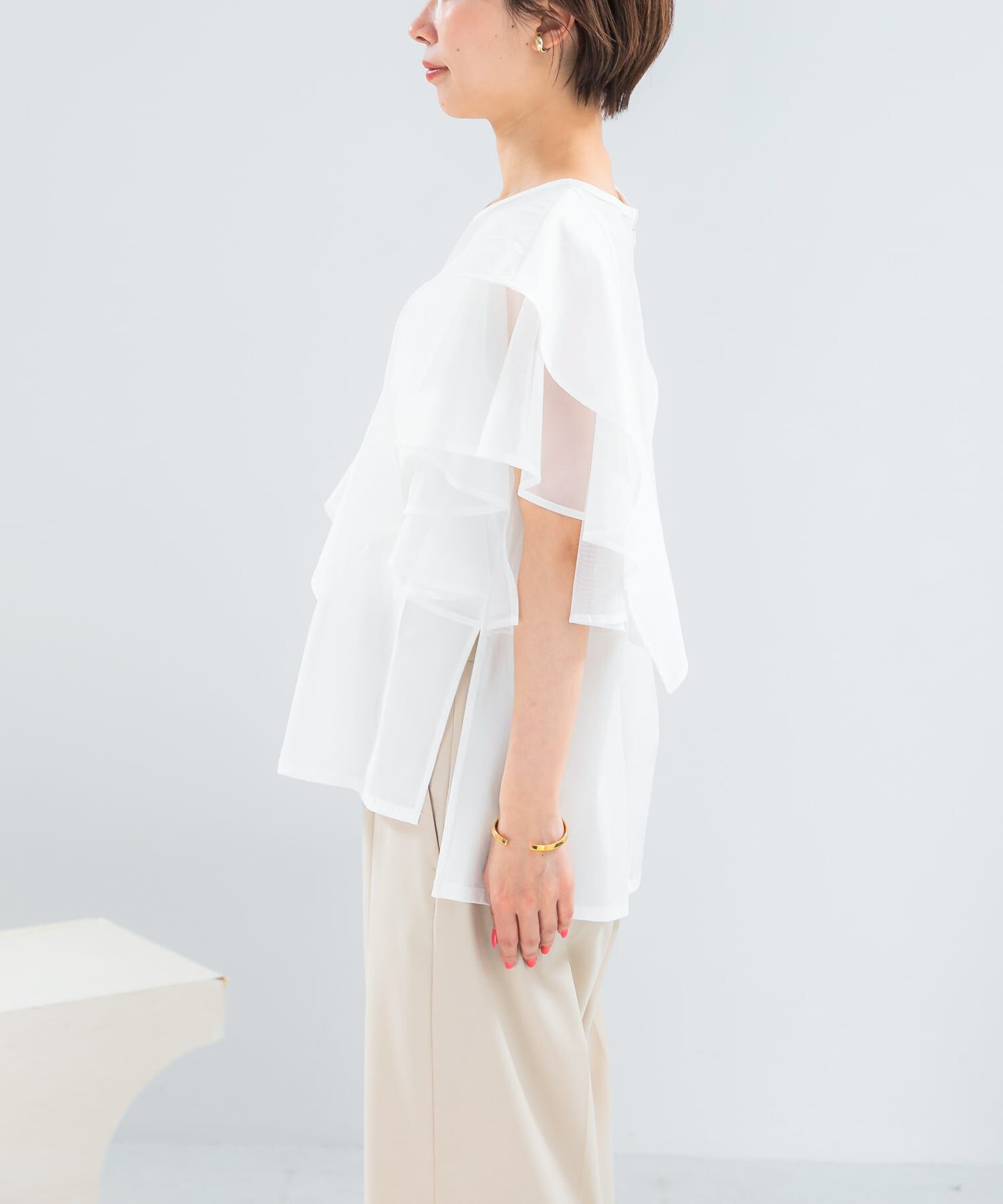 URBAN RESEARCH ROSSO「ELENDEEK　MESH LAYERED SLEEVE BLOUSE」|シャツ・ブラウス|