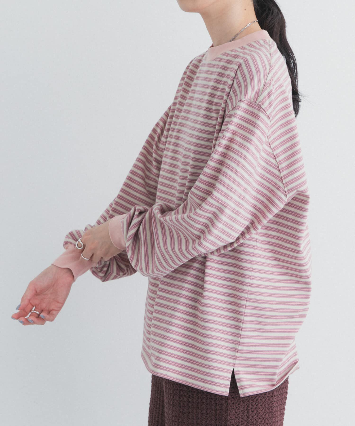 URBAN RESEARCH DOORS「『スタッフ企画』マルチボーダーロングTシャツ」|Tシャツ・カットソー|