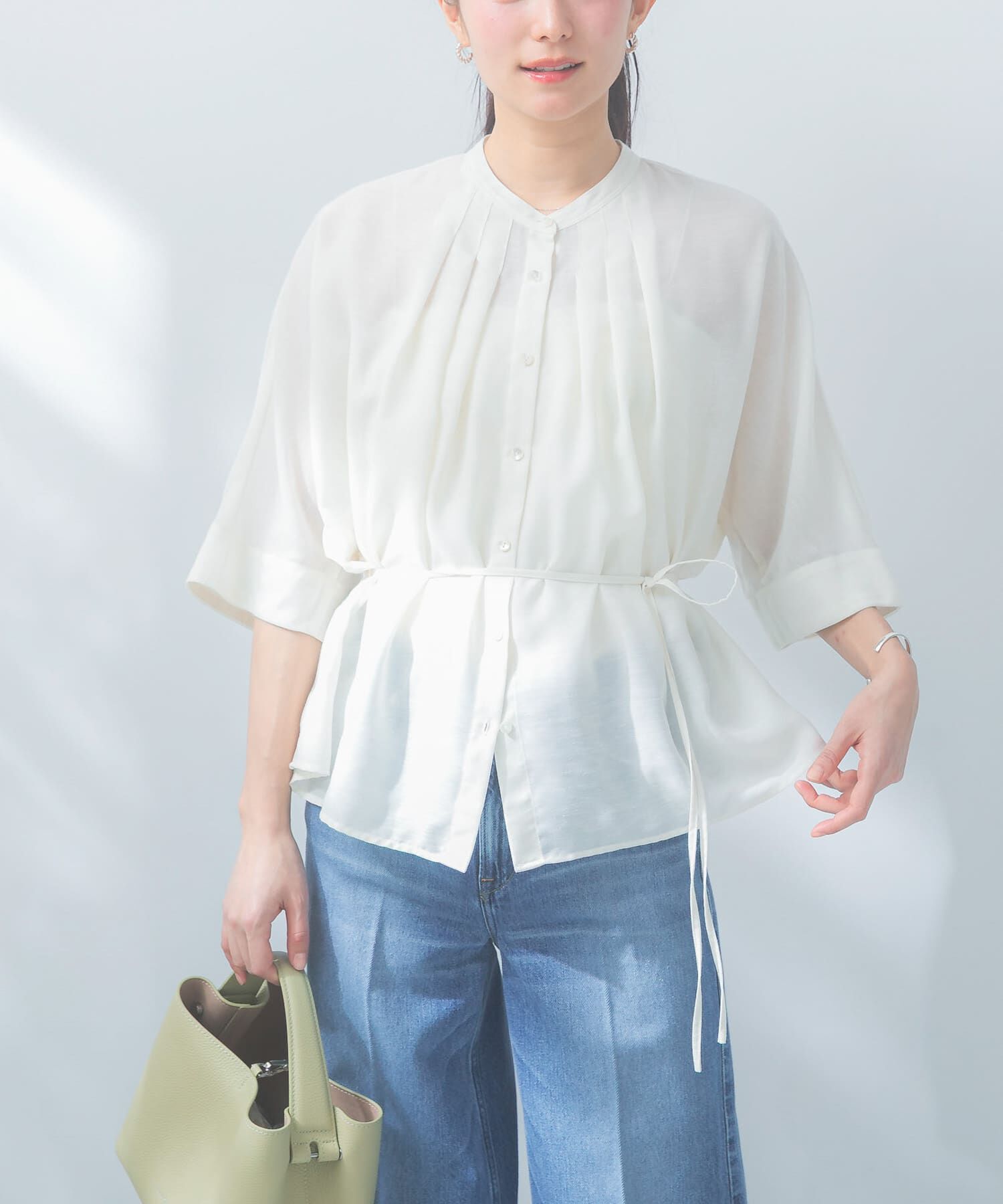 URBAN RESEARCH ROSSO「『WEB/一部店舗限定』リネン混ドルマンタックブラウス」|シャツ・ブラウス|